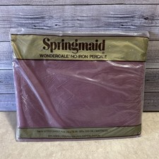 Vintage Springmaid Wondercale No-Iron Percale Twin Fitted Sheet Mauve New