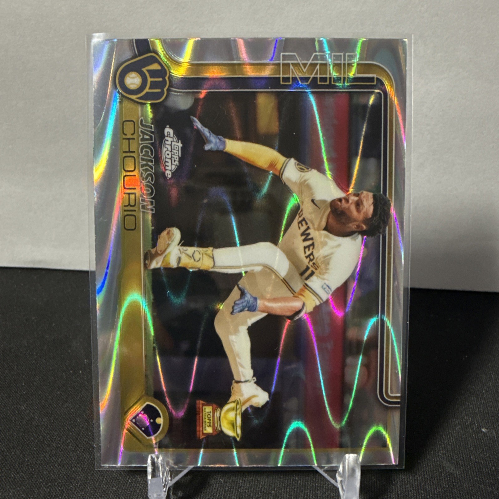 Jackson Chourio 2025 Topps Chrome #262 Raywave Refractors Milwaukee Brewers