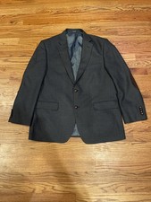 Saddlebred Men's Wool Blend Blazer Gray Elbow Patches Size 46R Preppy Classic