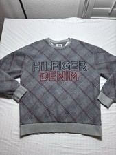 TOMMY HILFIGER DENIM Men's Crewneck Pullover Sweater Large Gray