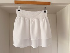 Subdued White Layered Ra-ra Skirt With Thick Elasticated Waist Band - Size UK 6