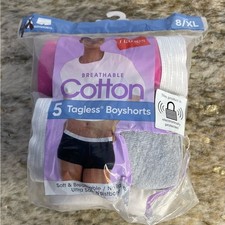 Hanes Breathable Cotton 4 Tagless Boyshorts Undies Size 8 XL - New