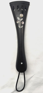 Ebony 4/4 Cello Tailpiece w/ Mother of Pearl Floral Inlay