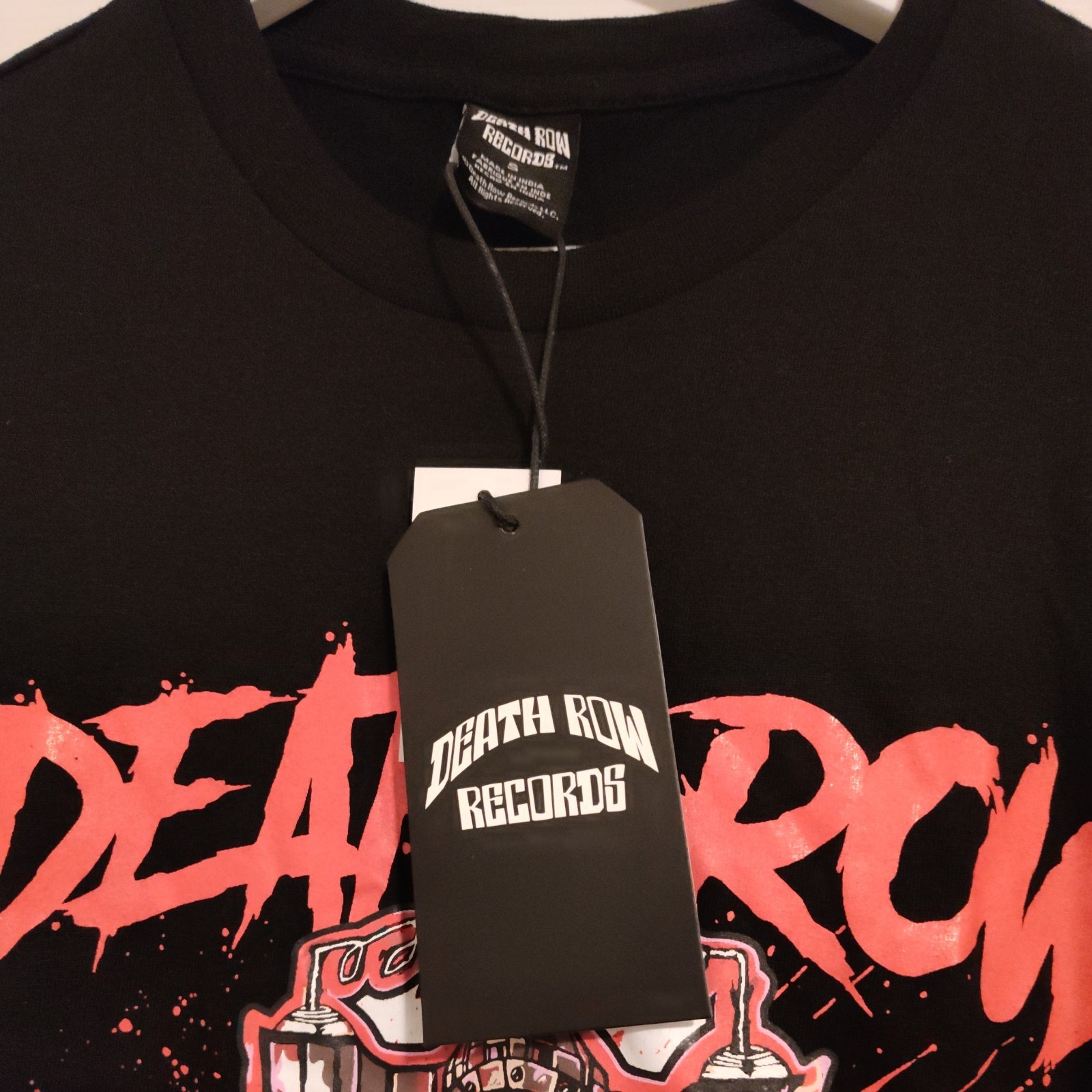 FILA Death Row Records Hip Hop T Shirt Uomo Small Nera Crew Tee Grafica Nuova con etichette