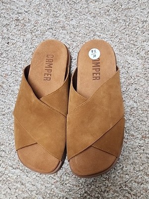 Camper Brutus Brown Nubuck Sandals Shoes Men s Slip On Slides EU 43 US 9.5 New