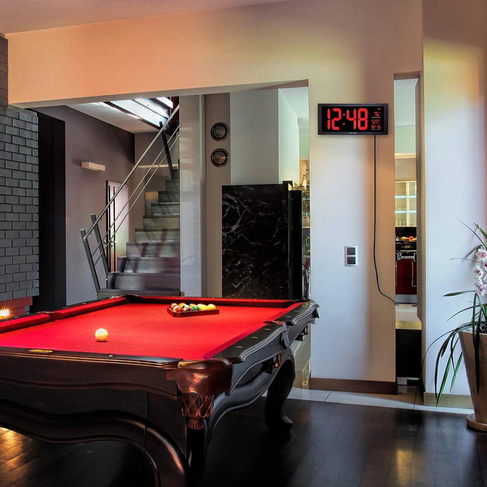 AcuRite 14.5" Large Digital LED Oversized Wall Clock with Date and Temperature, - Image 4 of 4