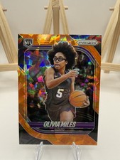 2025-26 Panini Prizm Olivia Miles #123 Orange Cracked Ice Prizm SP TCU Lynx RC