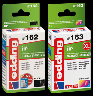 Edding Druckerpatrone kompatibel zu HP 21XL / 22XL (C9351CE / C9352CE)