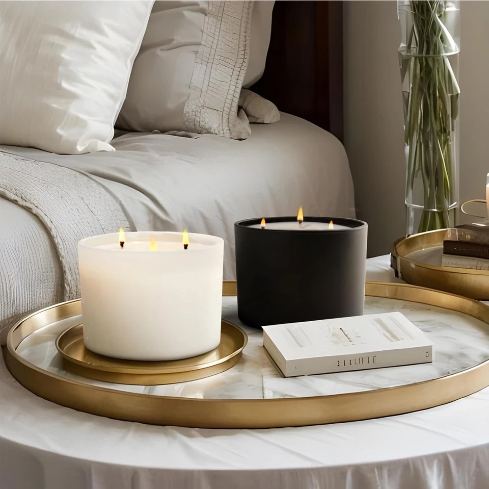 6 Pack Glass Candle Jars-18oz Empty Candle Jars with Bamboo Lid - White COLOR - Image 4 of 4