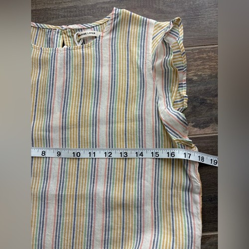 Marine Layer Striped Linen Blend Belted A Line Flutter Sleeve Dress Small New - Picture 9 of 13