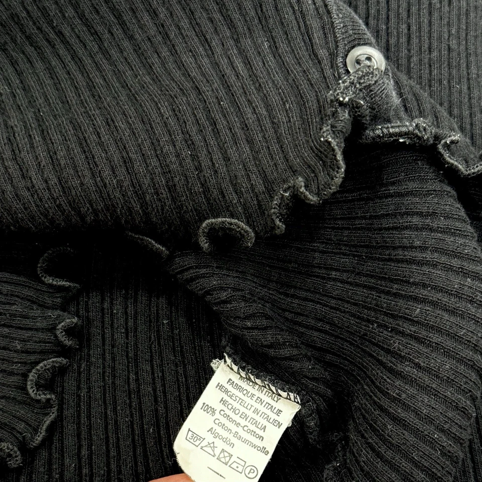 Brandy Melville Black Ribbed Button-Up Cardigan Made In Italy One Size - Image 4 of 4