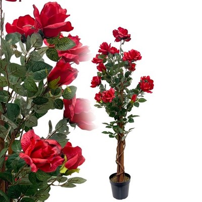 Rosenbaum 120 cm rot künstlich Kunstrose Kunstbaum Kunstblume Deko