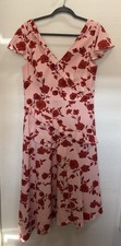 Adrianna Papell Women's Pink/Red Floral Dress W/ruffles & Slant Hem SZ 10 NWOT