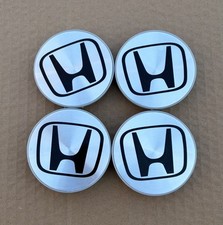 Silverblack Honda Set Of 4 Wheel Center Caps 69mm