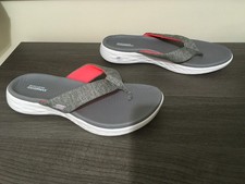 Skechers Goga Max Thong Flip-Flops Grey Textile, Size Uk 7/Eur 40, Worn Once