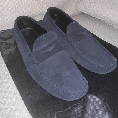 Luxury Shoes - a. testoni Suede - Lola Navy Slip On Driving Shoes - Size 10