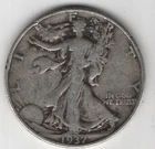 1937 P WALKING LIBERTY HALF DOLLAR 90% SILVER PHILADELPHIA .50¢ UNITED STATES