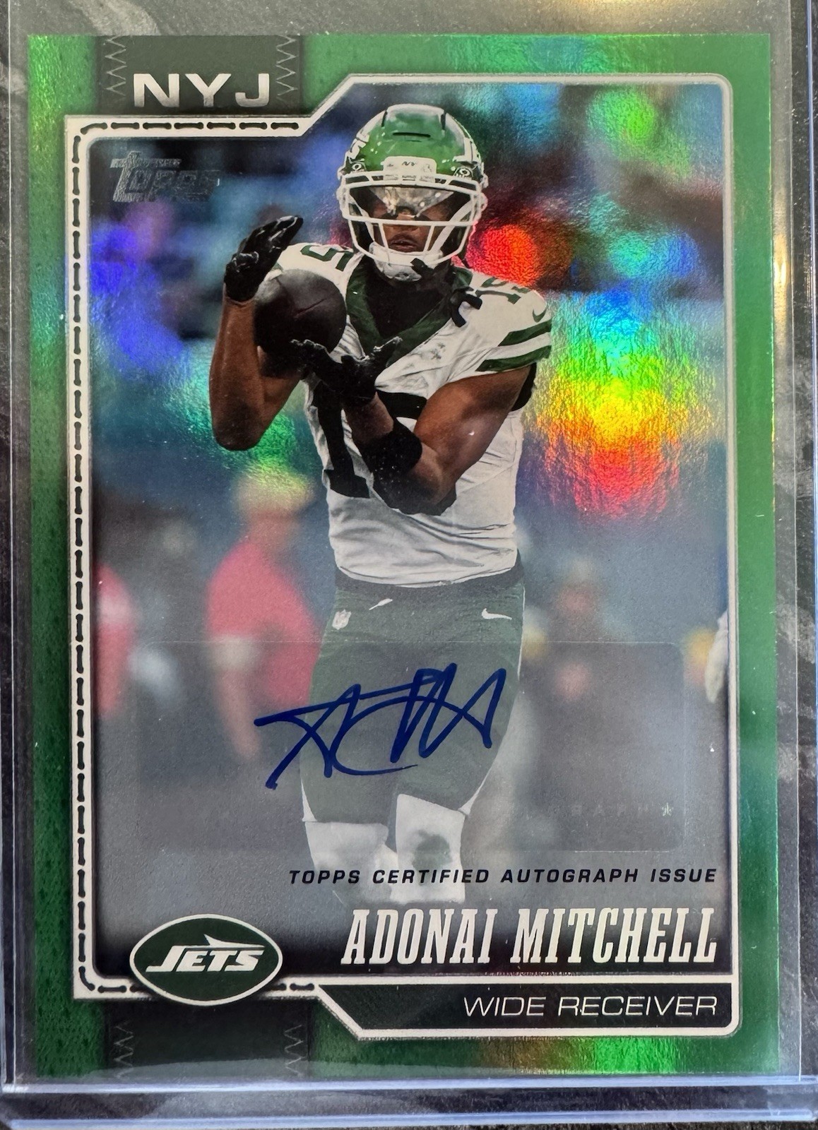 Adonai Mitchell 2026 Topps Green Foil Auto #36/99 Jets Color Match!