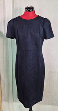 Calvin Klein Women's Blue Faux Suede Sheath Dress Size 12 Knee Length G284