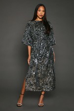 Principles Silver Midi Dress Womens Party Dresses