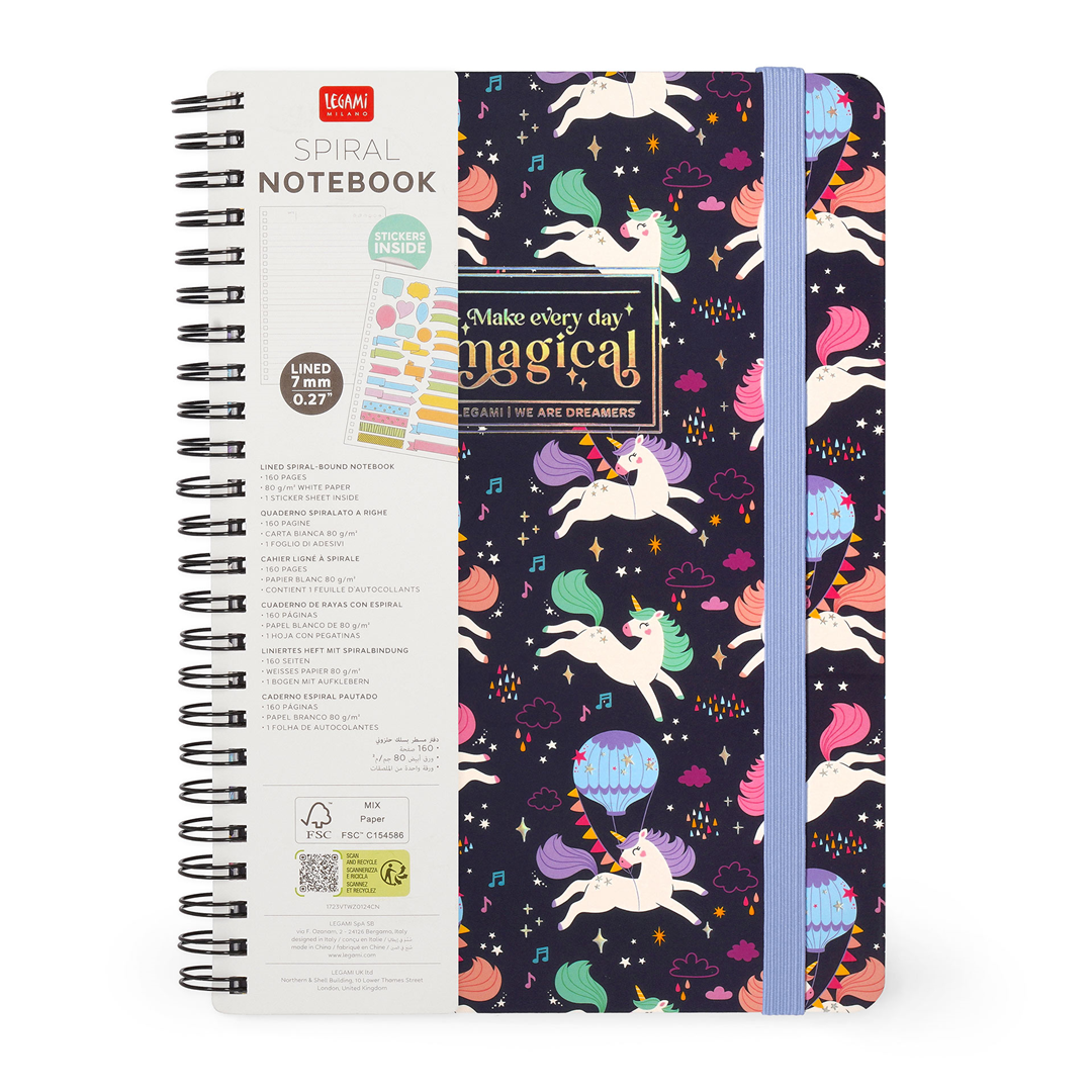 Large Spiral Notebook L15.5cm H21cm  Unicorn | Legami