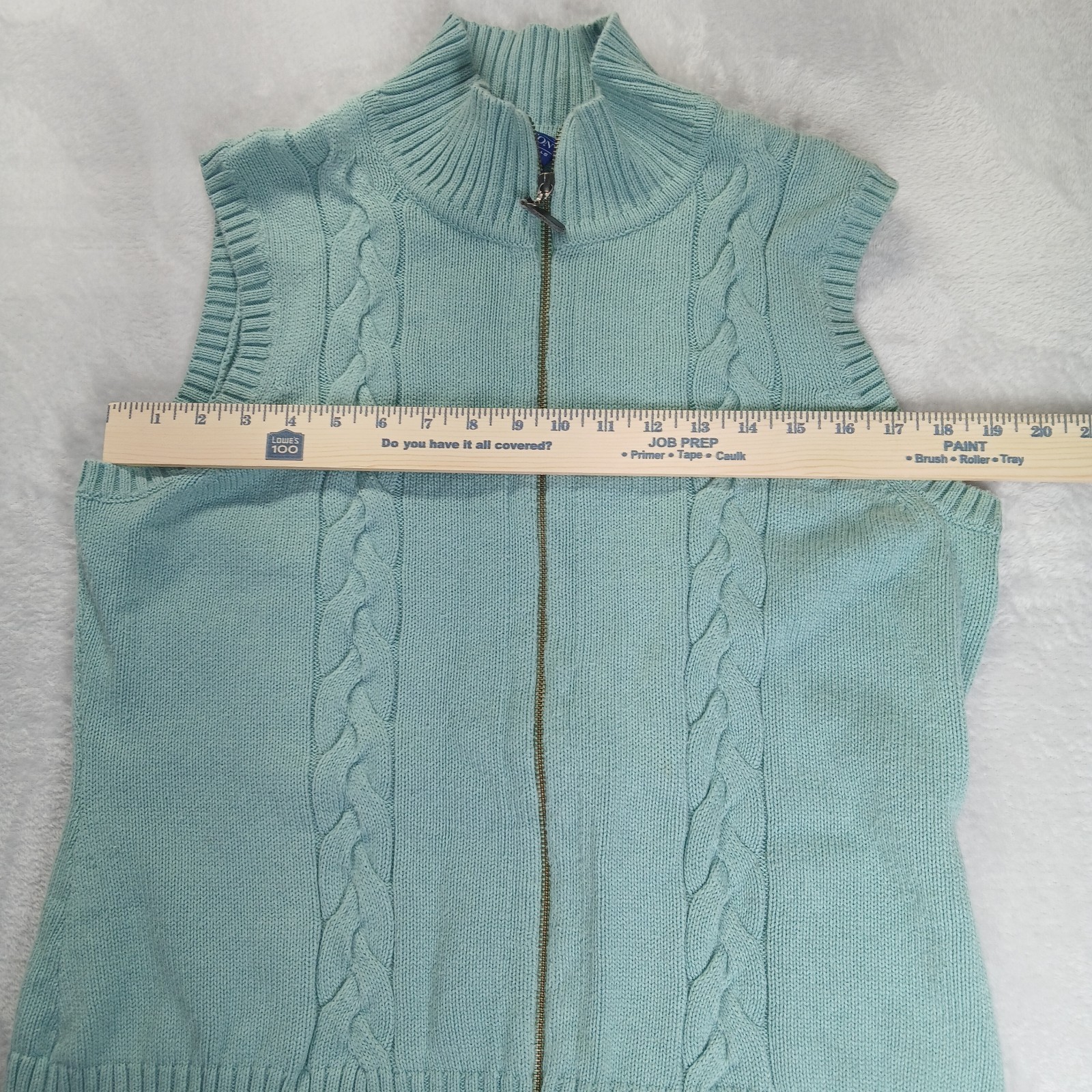 Pendleton Cotton Cable Knit Zip Front Sweater Ves… - image 8