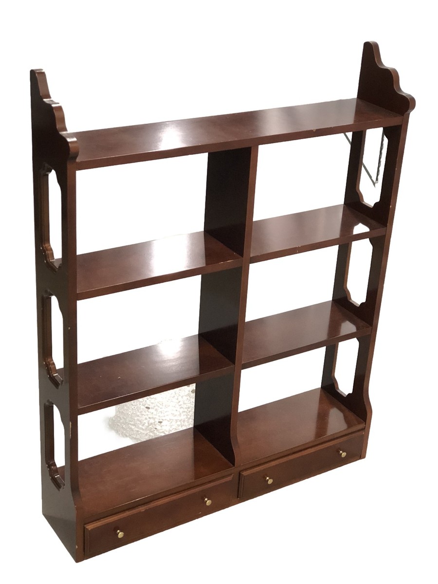 Vintage Chippendale Style 4 Tier Wall Shelf With Drawers | eBay