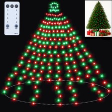 Christmas Tree Lights 400 LED Remote Control Red Green Star Topper Decor