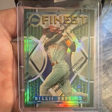 Topps Finest REFRACTOR Reggie Sanders Cincinnati Reds 1995 Protector Baseball