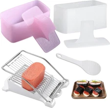 Spam Musubi Mold, 4 Pcs Maker Kit Slicer 4pc-Pink/White 