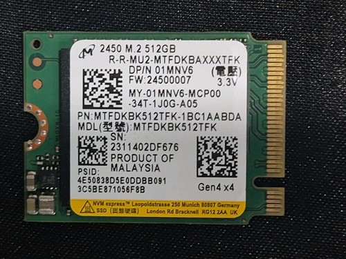 Micron 2450 512GB M.2 2230 PCIe 4.0 Gen4 x4 SSD MTFDKBA512TFK