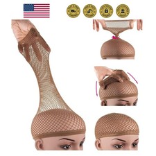 Wig Caps for Beginners, Wig Net for Long Hair, Brown, 2 Pieces