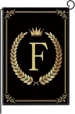 Monogram Letter F Garden Flag 12x18 Inch Double Sided for Outside Burlap Family 