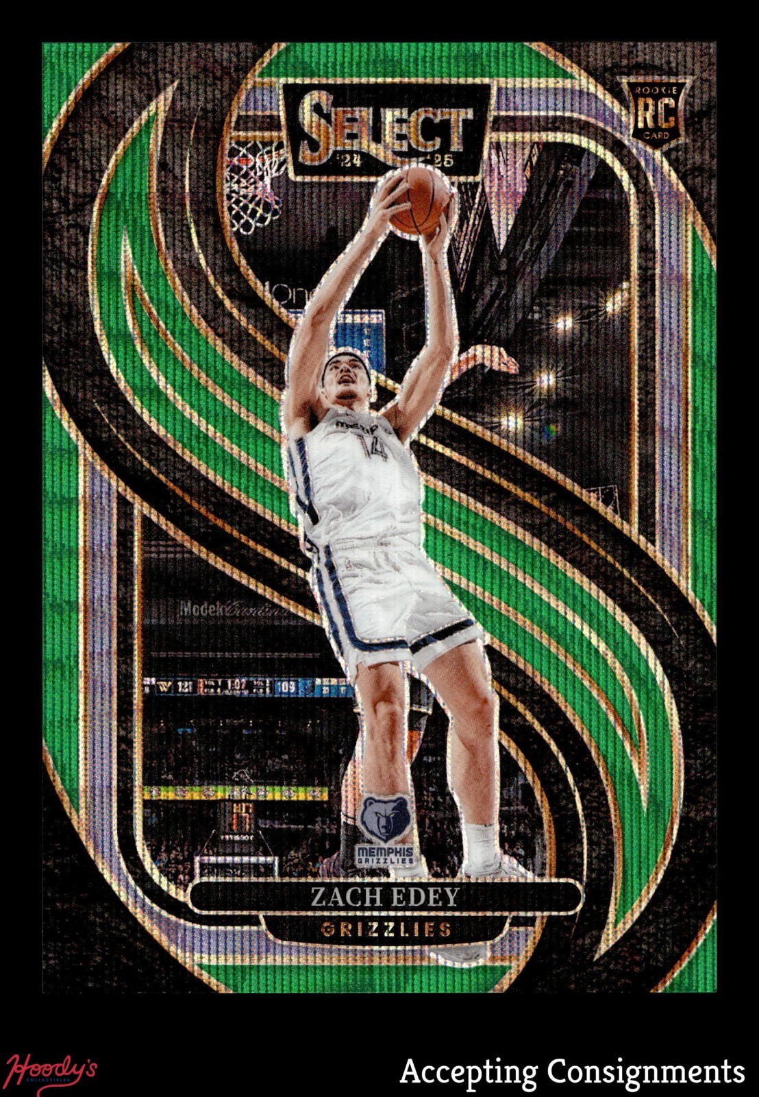 2024-25 Select Green Wave #192 Zach Edey 35/50 Premier Level ROOKIE RC GRIZZLIES