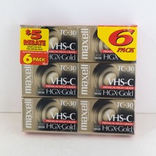 Maxell TC-30 VHS-C Camcorder HGX-Gold Premium High Grade 6-Pack