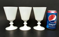 SET 3 PORTIEUX VALLERYSTHAL PV French White Opaline Glass 5 5/8" Wine Goblets