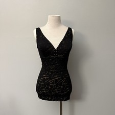 Vintage 60s Styled In California Black Sheer Lace Pinup Swimsuit Sz 10 READ