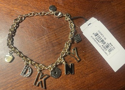 NWT Donna Karan DKNY Charm Bracelet Gold Tone