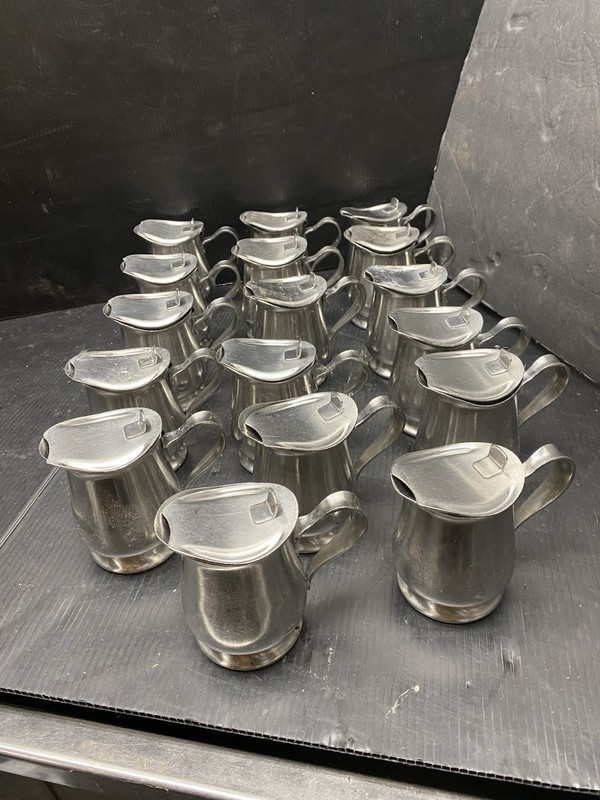 Lot Of 17 Oneida 18/8 Stainless Steel Creamer Pitcher with Lid Japan 3.5"  6 oz