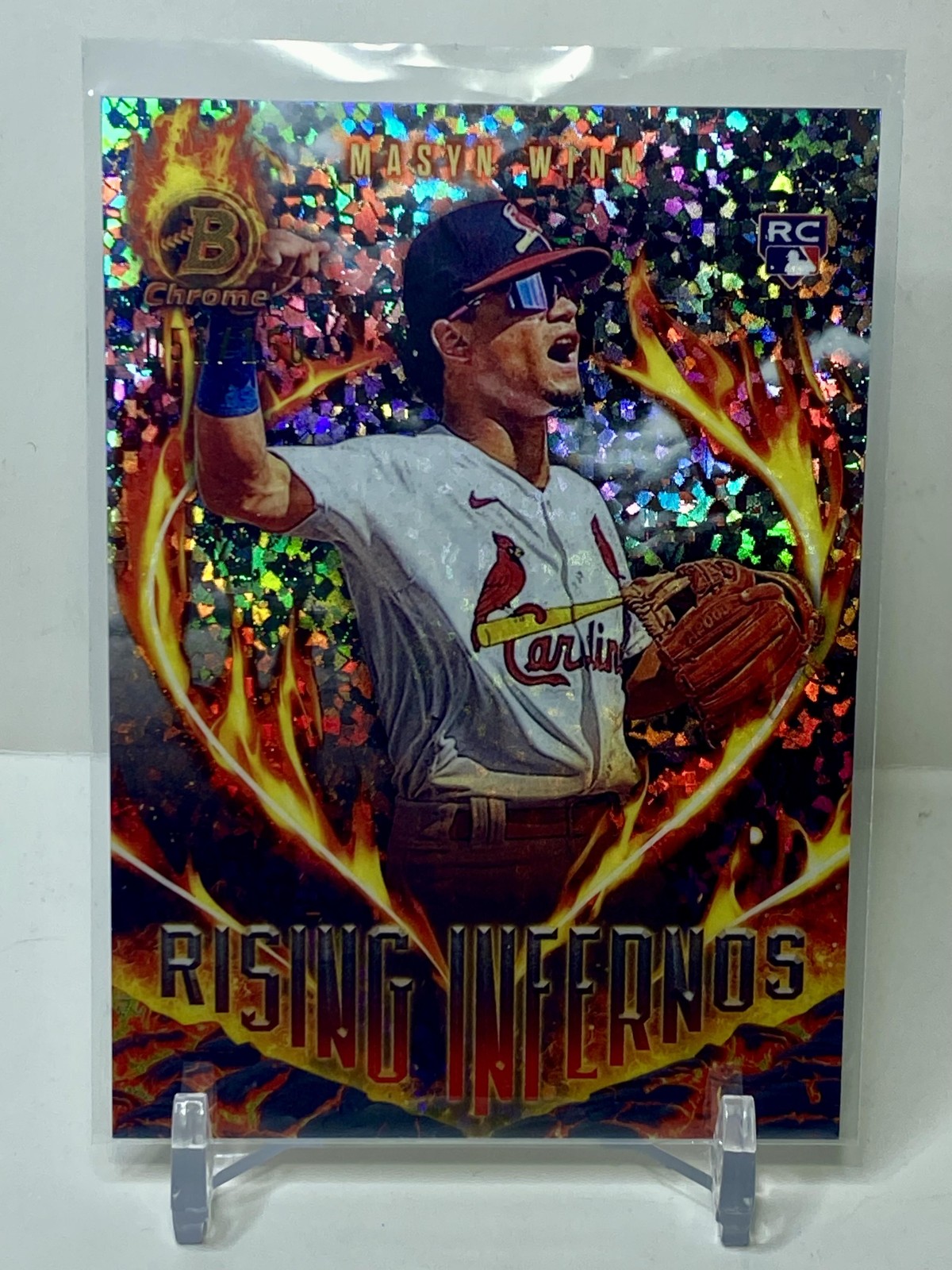 2024 Bowman #RI-7 Masyn Winn Rising Infernos Mini-Diamond Refractors #/150
