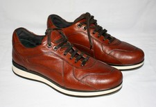 Men's HUGO BOSS Heritage Lowp Medium Brown Leather Shoes Sneakers Size 10 ITALY