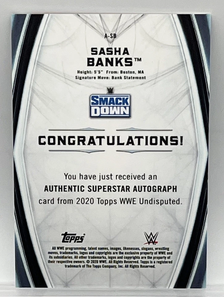 SASHA BANKS - 2020 TOPPS WWE UNDISPUTED AUTOGRAPHED / SIGNED CARD - #83/99 - Image 3 of 4