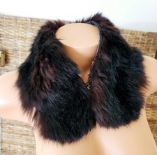 Genuine Vintage Antique Mink Fur Collar Loop Hook Approx 22 Black Red Brown