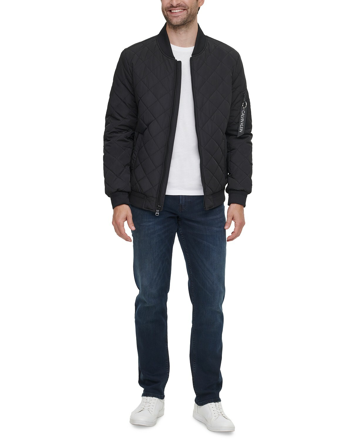 New!!! Calvin Klein Men's Quilted Bomber Jacket (Black \u0026 Small)