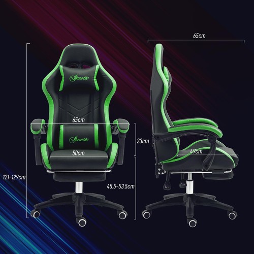 Sedia da Gaming Regolabile e Reclinabile Nero/Verde BKA751F Dechome - Foto 2 di 6