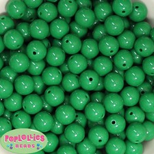 14mm Emerald Green Acrylic Solid Bubblegum Beads Lot 20 pc. chunky gumball