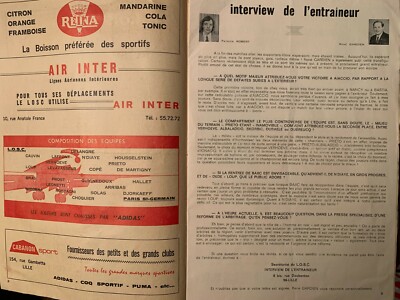 JOURNAL VINTAGE - LOSC - LILLE 1972 M BALLON RICARD INTROUVABLE FOOT