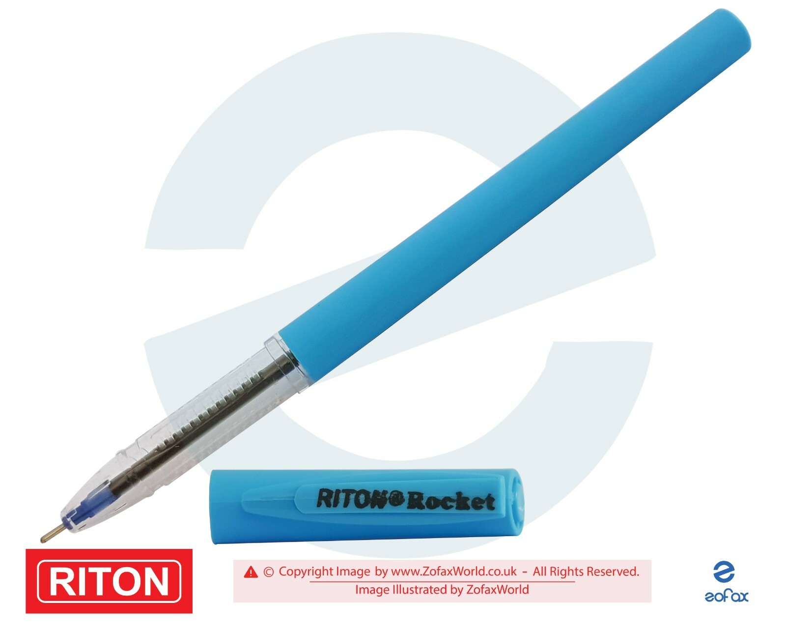 RITON Rocket 10 x 0.6mm Fine Tip BLUE Ball Pens Soft Smooth Biro