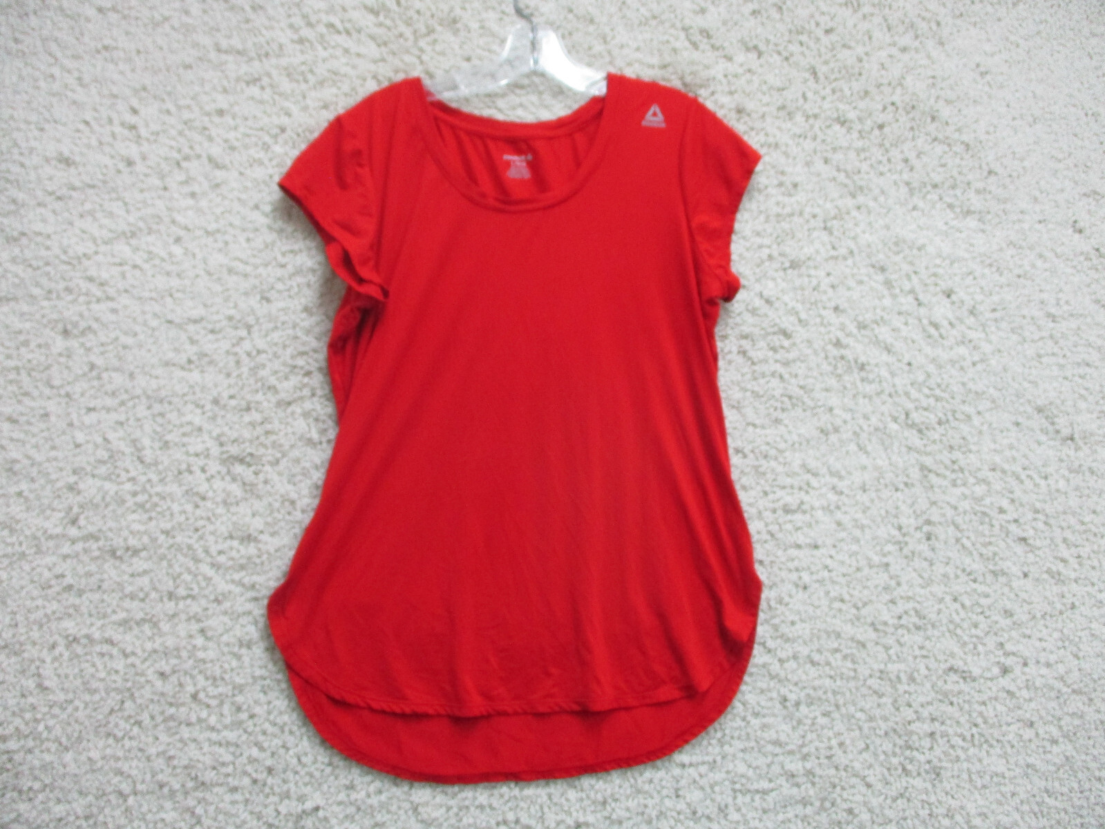 Reebok Shirt Large Adult Red Athletic Cap Sleeve Stretch Logo Running Womens L