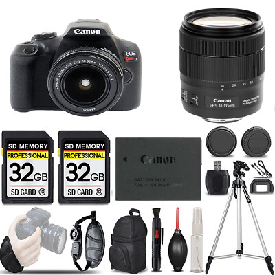 Canon Rebel T7 with 18-55mm Lens +18-135mm f/3.5-5.6 IS USM Lens -LOADED KIT